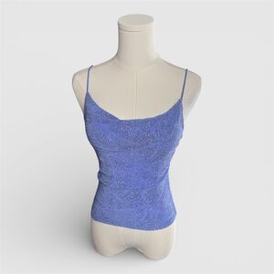 Byer Too Blue Glitter Cowl Neck Cami Top